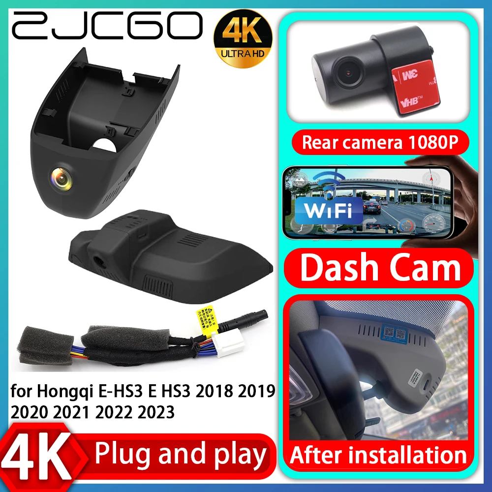 

ZJCGO UHD 4K 2160P Plug and Play DVR Dash Cam UHD Video Recorder for Hongqi E-HS3 E HS3 2018 2019 2020 2021 2022 2023