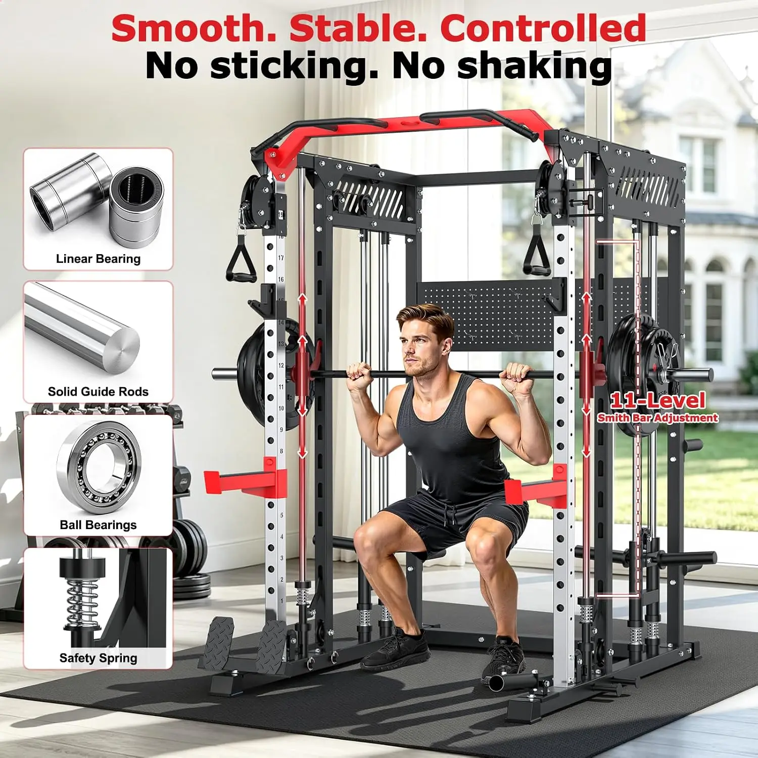with Power Rack, 2300LBS Home Gym System with Dual Pulley Cable Crossover, Squat Rack with LAT, Customized
