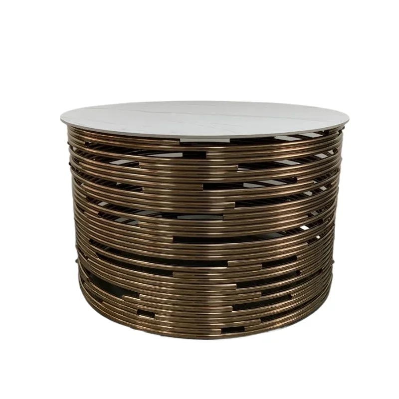 

Light luxury coffee table Italian stainless steel designer round coffee table simple small apartment living room