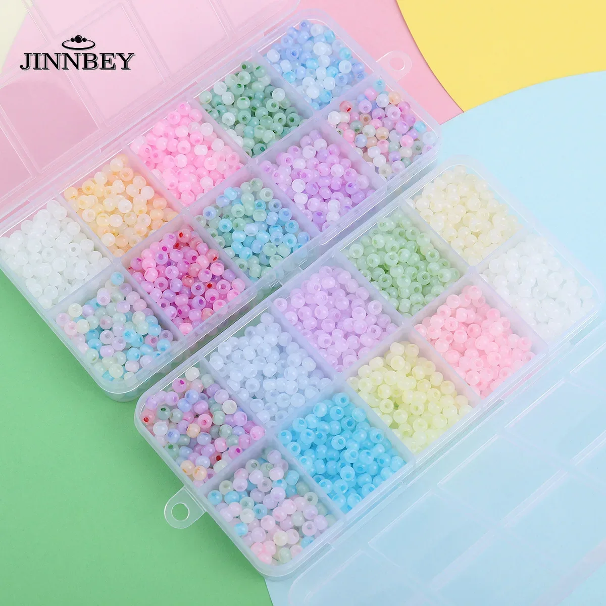 

4mm High Quality Cat's Eye Jade Ice Glass Bead Box Kit, DIY Handmade Bracelet Necklace Supplies Loose Beads for Jewelry Making