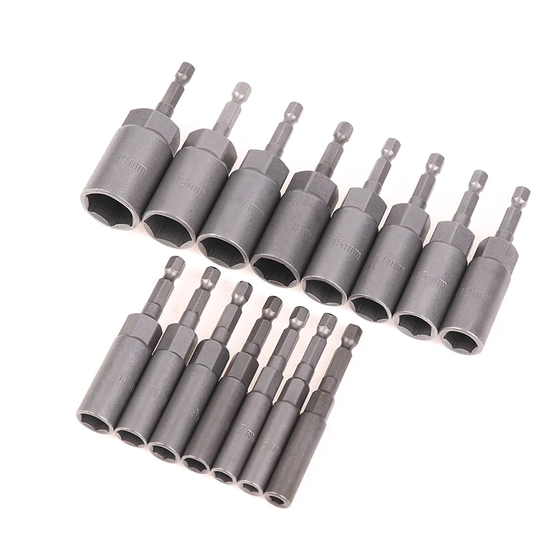 

15Pcs 80mm Deepen 5.5-19mm Power Nut Driver Drill Bit Set Impact Socket Adapter Hex Socket Sleeve For Power Tools Accessories