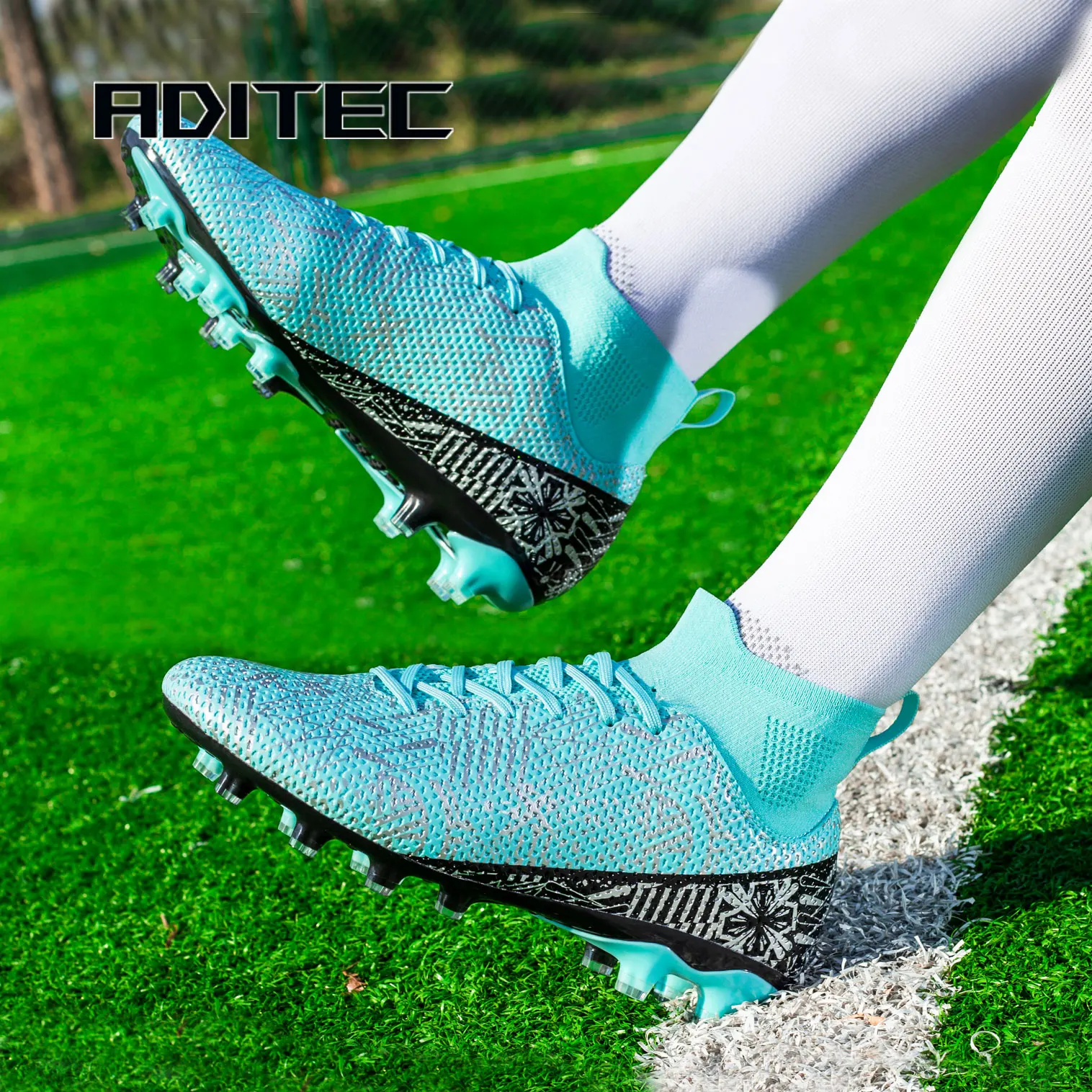 chuteiras society professional Unisex Soccer Shoes Long Spikes HG/TF Ankle Football Boots Outdoor Grass Cleats Football futsal