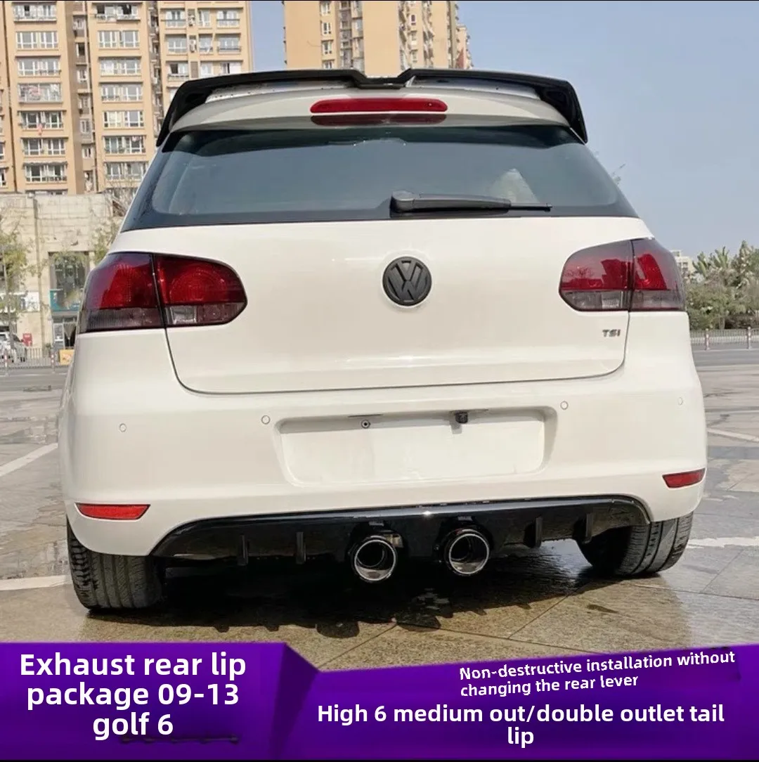 Suitable for 09-13 Golf 6 Rear Lip Ordinary High 6 Modified R20 Model with Exhaust Rear Lip Surrounding Diffuser