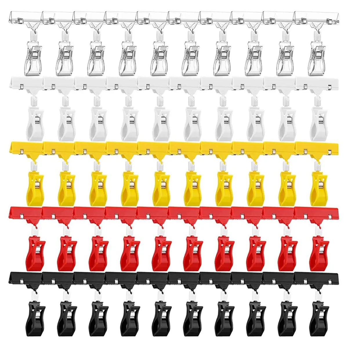 HGHO 50 Pcs Plastic Sign Holder Clips for Display 5 Color Plastic Price Sign Rotatable Merchandising Price Tag Holder