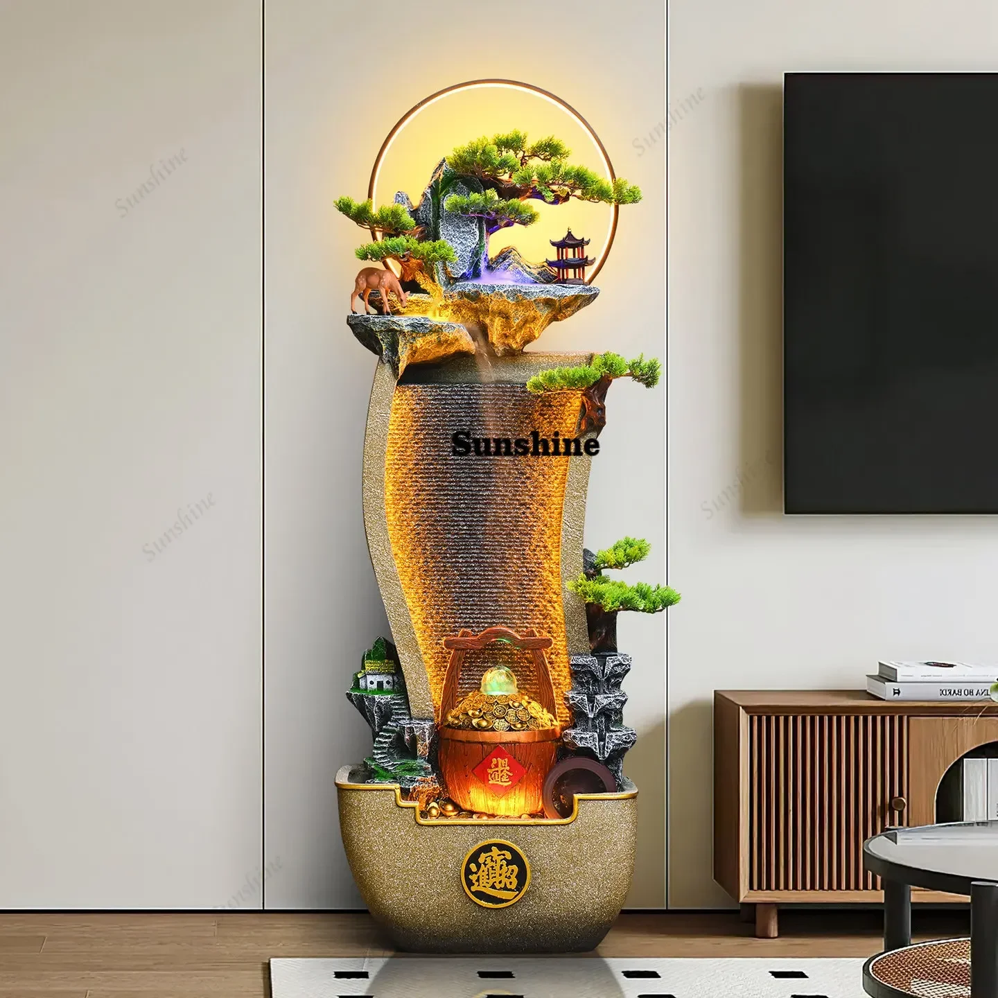 Windmill flowing water ornament circulating water office rockery making money fountain decoration  T*