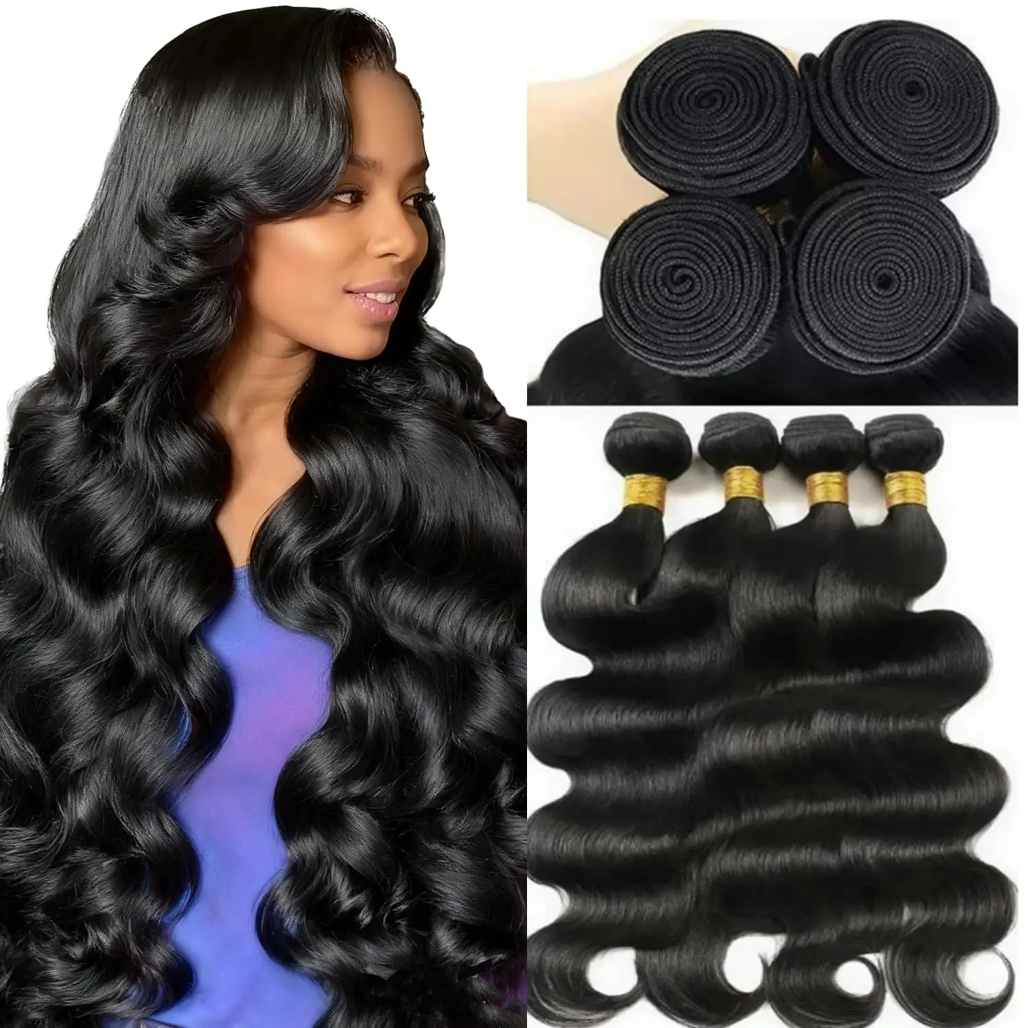 

30 40 inch Body Wave Human Hair Bundles 100% Brazilian Raw Human Hair 1/3/4 Bundles for Women 12A Thick Bundles 3 Days Delivery