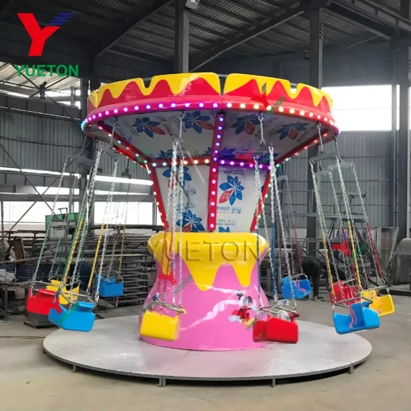 رخيصة الثمن Funfair Attraction Manege 12 مقعد كرنفال ركوب الخيل الاطفال سوينغ كاروسيل كرسي طائر صغير لملعب الأطفال