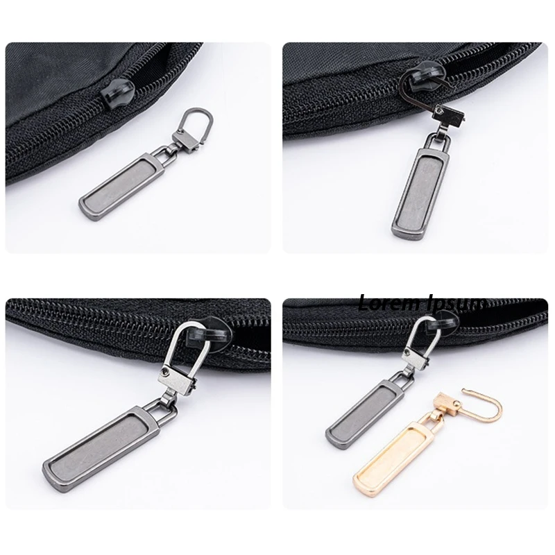 5/8/10/20 Buah Penarik Ritsleting Logam Dapat Dilepas Universal untuk Kit Perbaikan Kepala Ritsleting untuk Koper Tas Pakaian Jahit DIY Instan