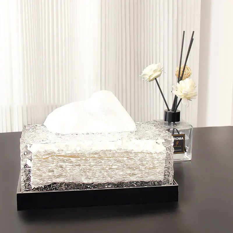 

Original Simple Acrylic Ice Cracked Tissue Box Light Luxury Decoration Household Paper Drawer Box