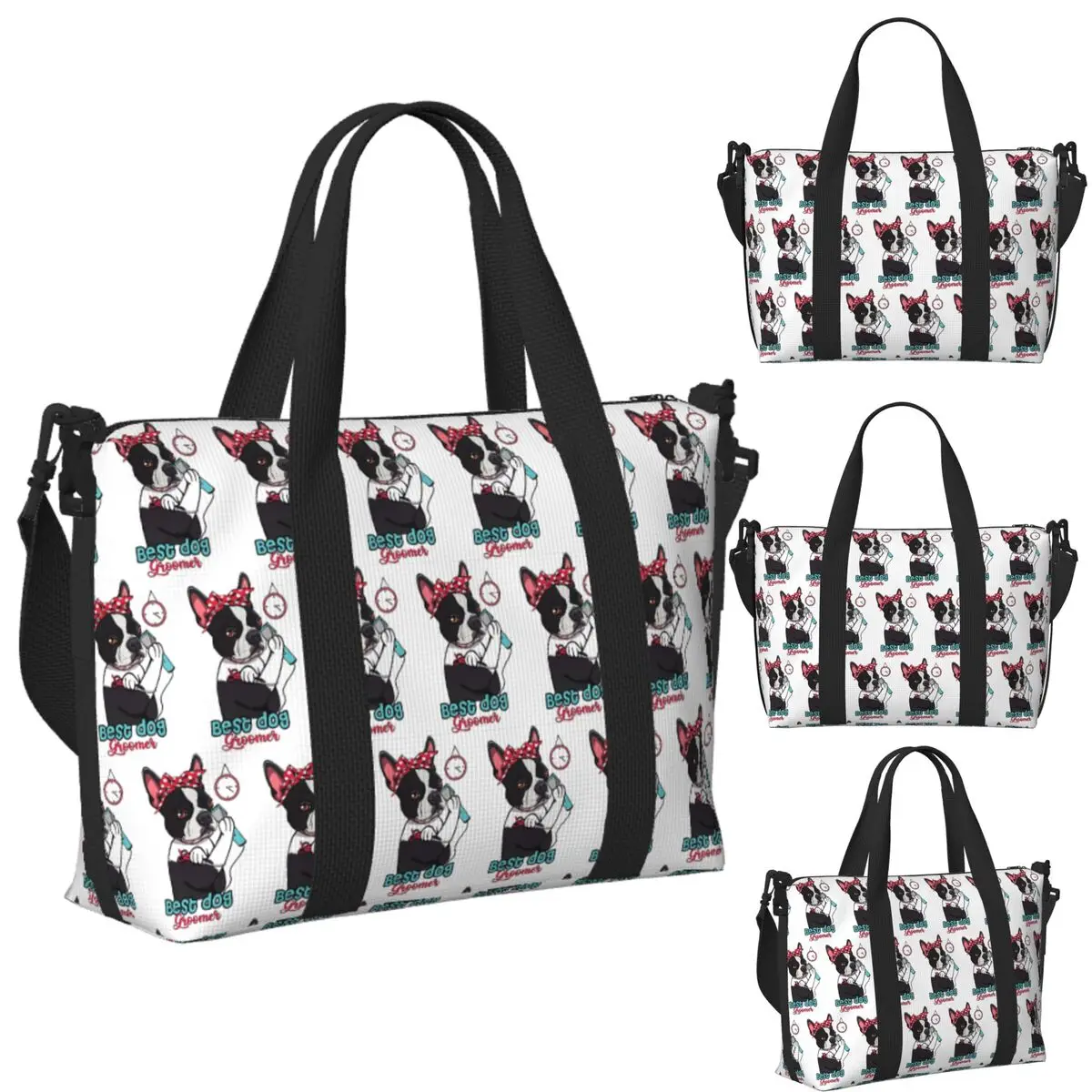 

Custom Cute Dog Groomer Gift For Women Dog Grooming Beach Travel Bag Tote Bags for Gym Yoga Women Shopping Duffle Shoulder Bag