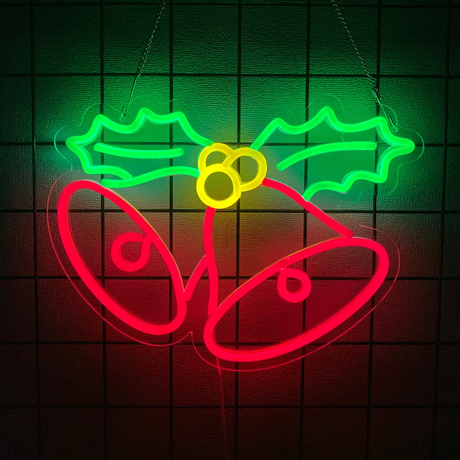 Christmas Bell Led Neon Lights, Used For Wall Decoration Usb Power Supply, Bedroom, Christmas Party Decoration, Children'S Gift.