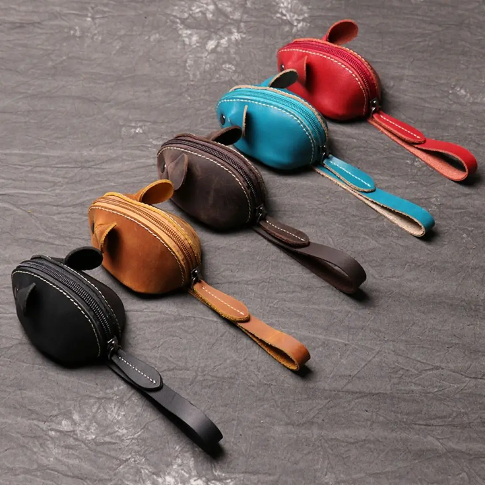 Portable Retro Mouse Purse Cute Leather Mini Coin Purse Fashion Storage Bag Student
