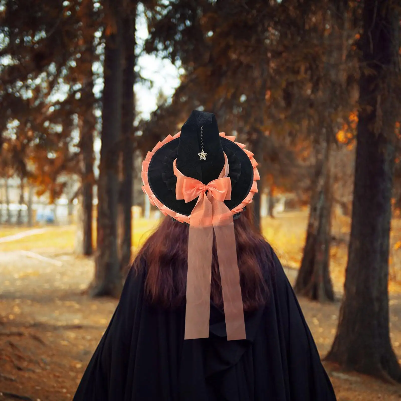 Chapeau de sorcière d'halloween, chapeau de magicien confortable à large bord avec décor de nœud papillon, accessoires de tenue de sorcière pour fête, carnaval, Cosplay