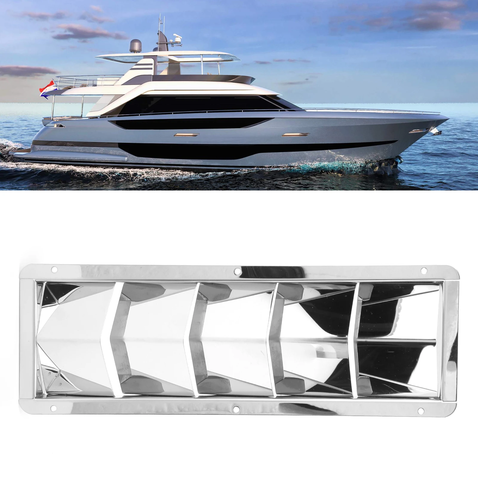 Boats Vent Grille Square Stainless Steel 5 Slot Grid Cover Boat Shutters Blind Louver Universal Marine Accessories