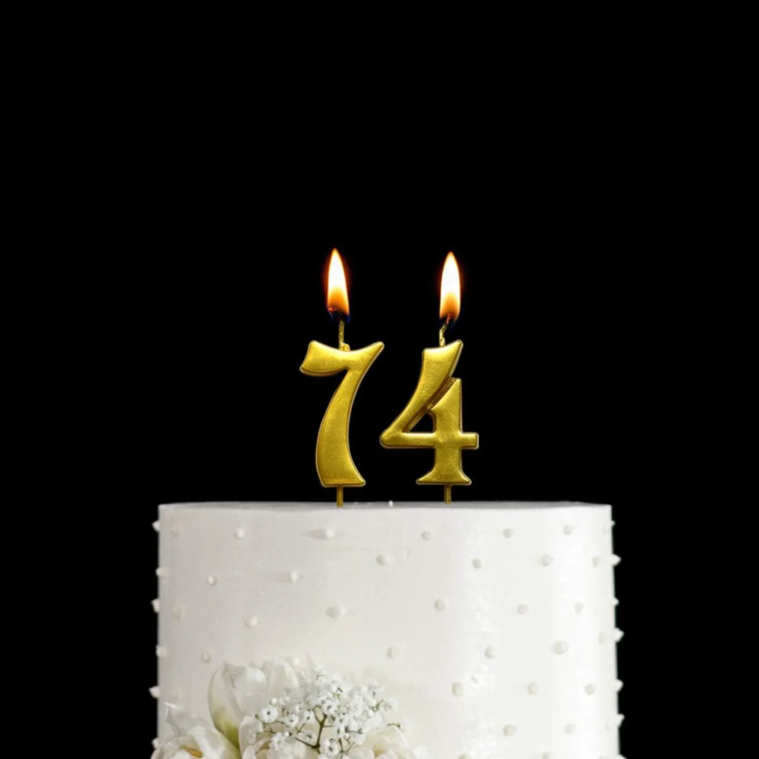 Gold 74th Birthday Numeral Candle, Number 74 Cake Topper  Party Decoration for Women or Men