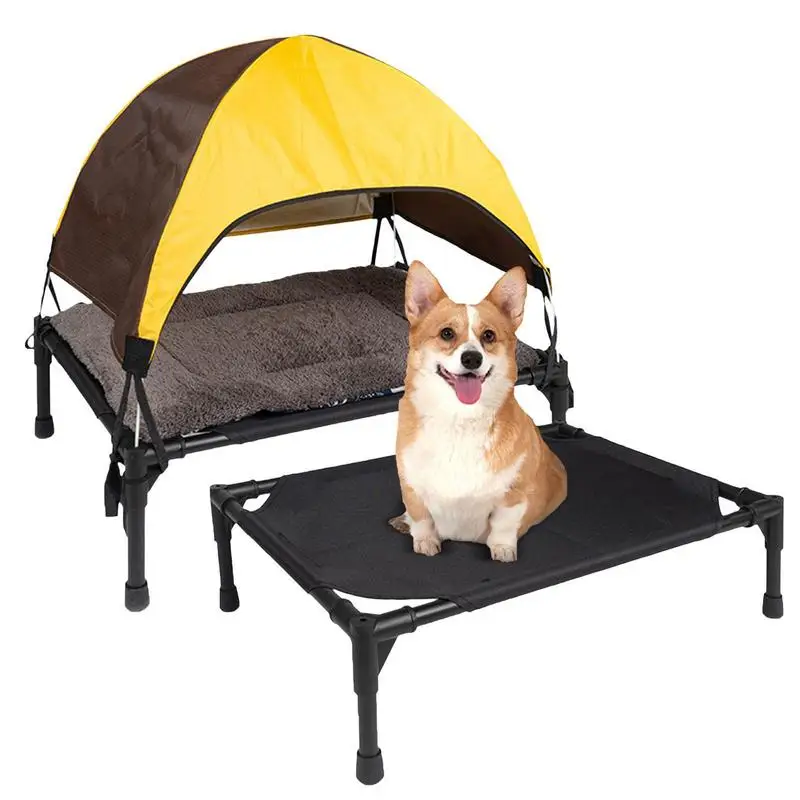 Elevated Dog Bed Raised Pet Cots For Dog Portable For Indoor Outdoor Camping Beach Pet Cot Cushion Pet Dog Mat Cushion Canopy