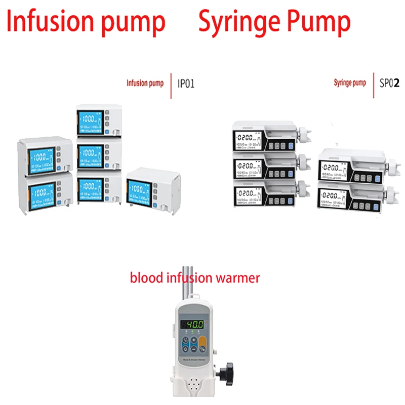 Stackable Type Human or Veterinary Use Syringe Pump Infusion pump LCD real-time Alarm Transfusion Heater