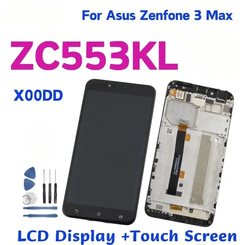 Para Asus ZenFone 3 Max ZC553KL X00DA X00DD Display LCD Touch Screen Digitador Assembléia Com Moldura
