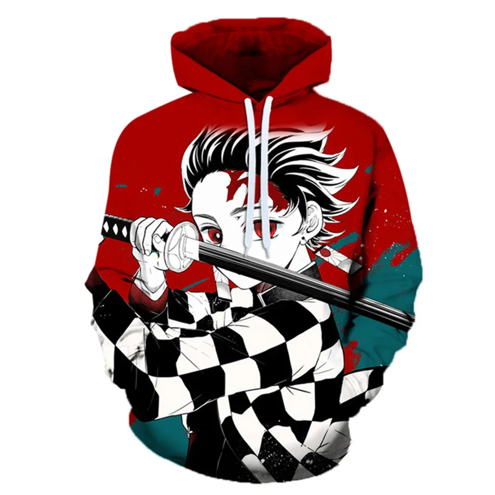 2024 Japan Anime kids Jacket Demon Slayer -Kimetsu No Yaiba Kamado Tanjirou Cosplay Men's Hoodie Fashion Harajuku Sweatshirt