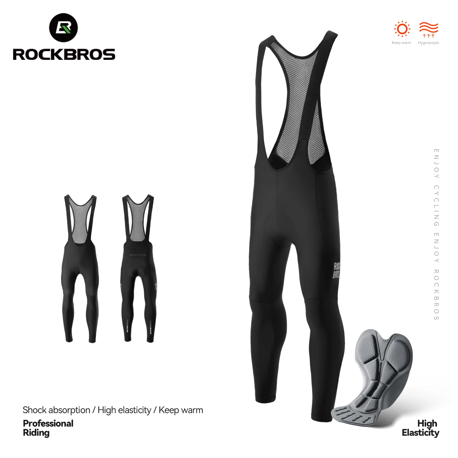 AliExpress ROCKBROS Winter Autumn Men Cycling Bib Pants Fleece Warm Sports MTB Road Bike Long Trousers Pad Bicycle Strappy Jumpsuit Pants