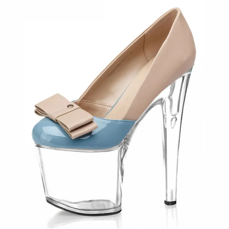 

The new 20 cm high heels for fashion models, club bar runway show pole dancing performance bow decorative single shoes