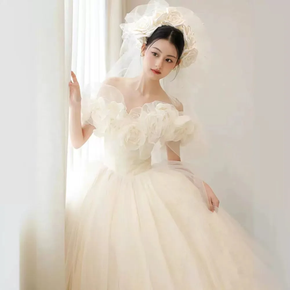 off-Shoulder Mori Style French Light Wedding Dress Main Yarn Advanced Texture 2026 New Dress Small Man