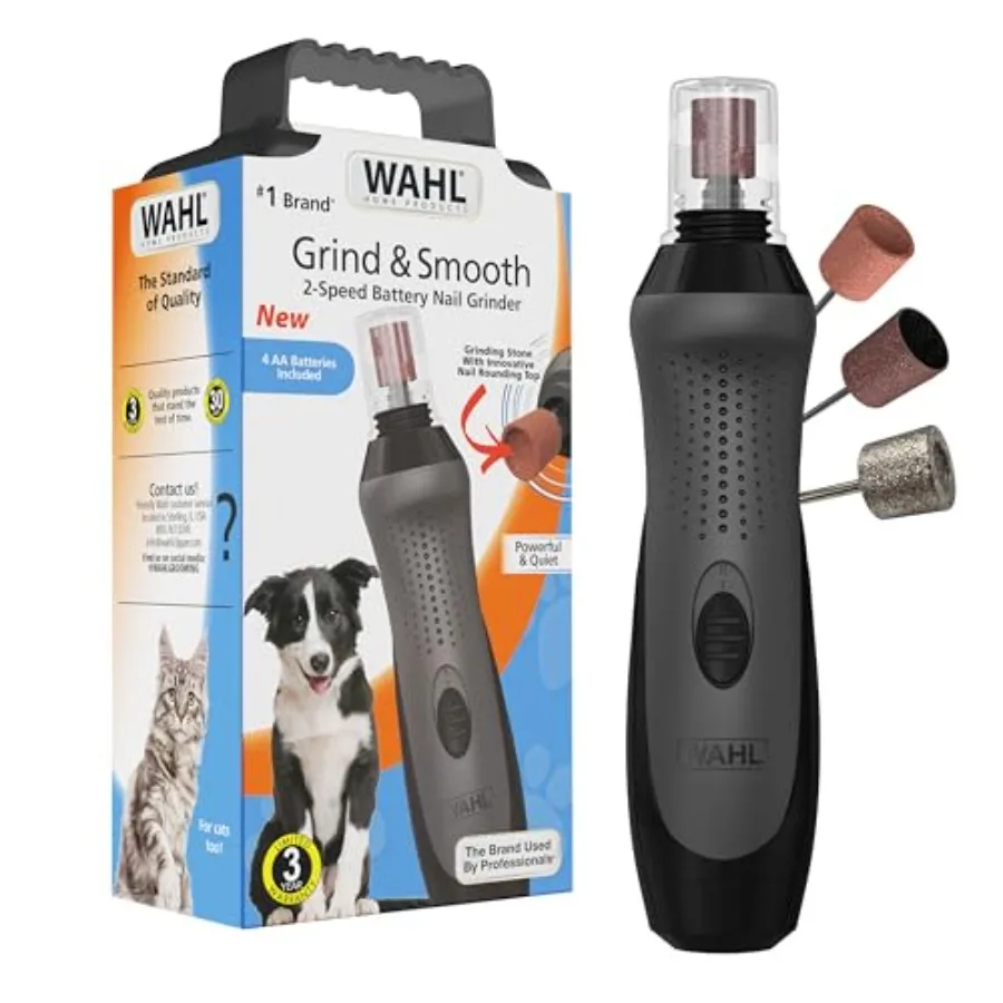 

Grind Smooth 2 Speed Battery Dog Nail Grinder with Concave Rounding Tip and Nail Guard for Increased Safety and Precise Nail Gr