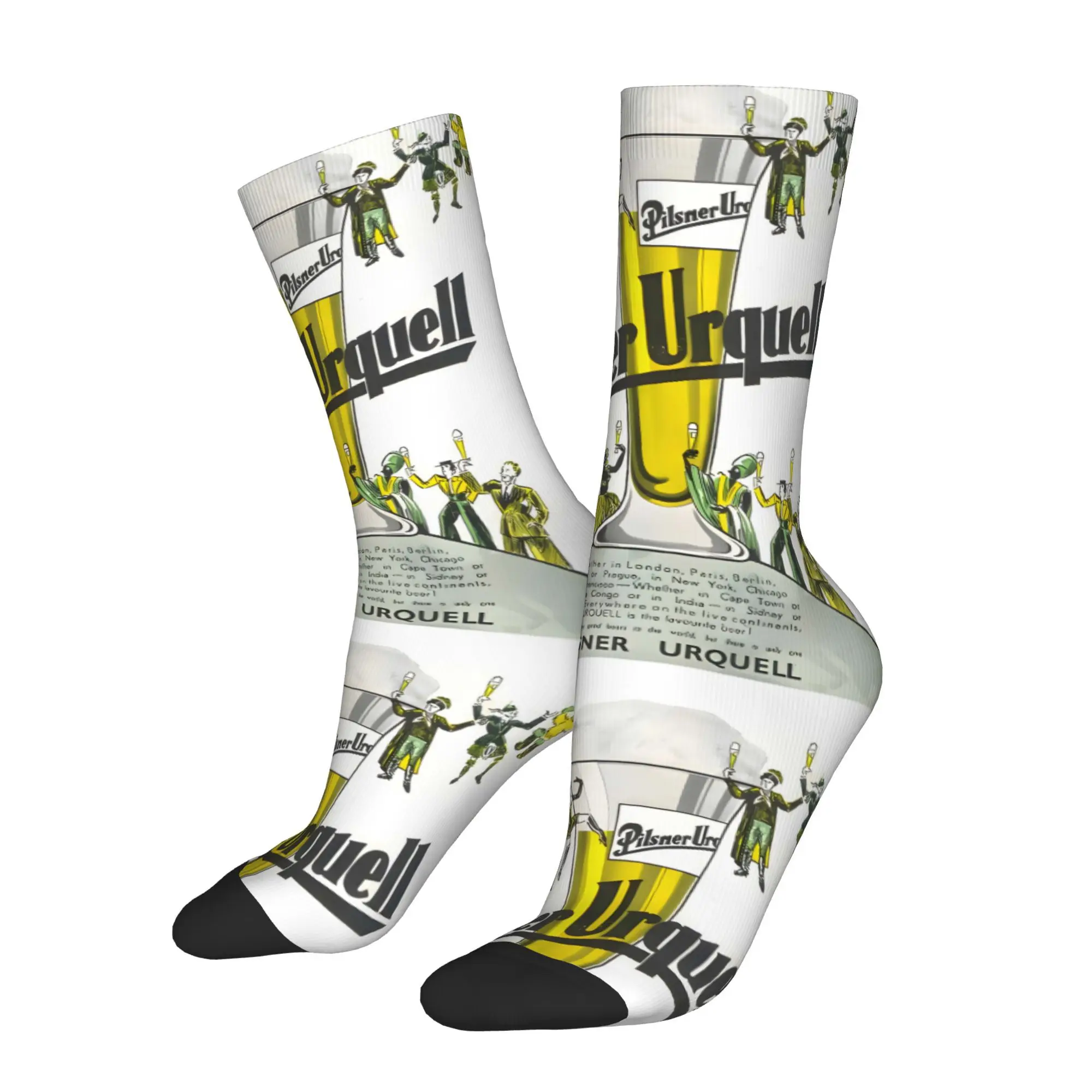 

Funny Happy Men's Socks Beer Pattern Retro Harajuku Hip Hop Novelty Crew Sock Gift Pattern Printed