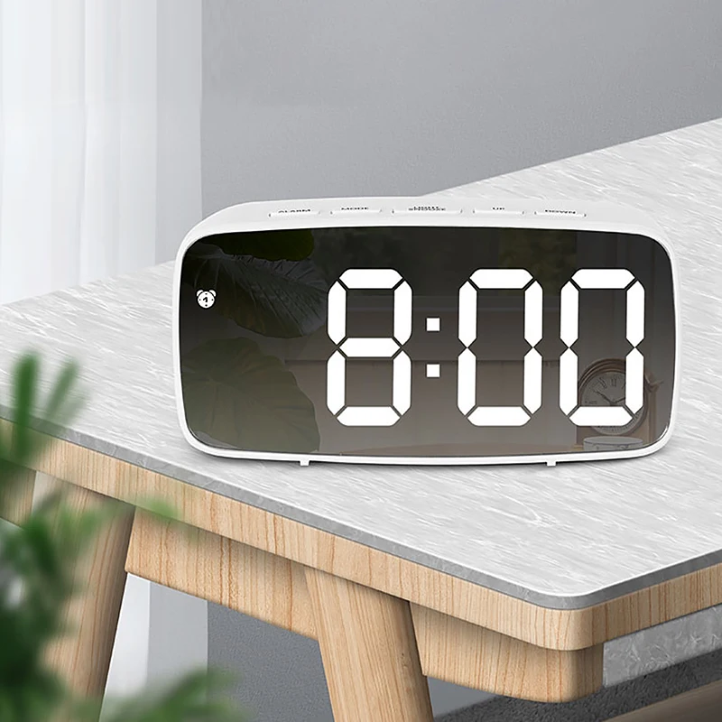 Mirror/Acrylic Alarm Clock LED Digital Clock Voice Control Snooze Time Temperature Display Night Mode Reloj Despertador Digital