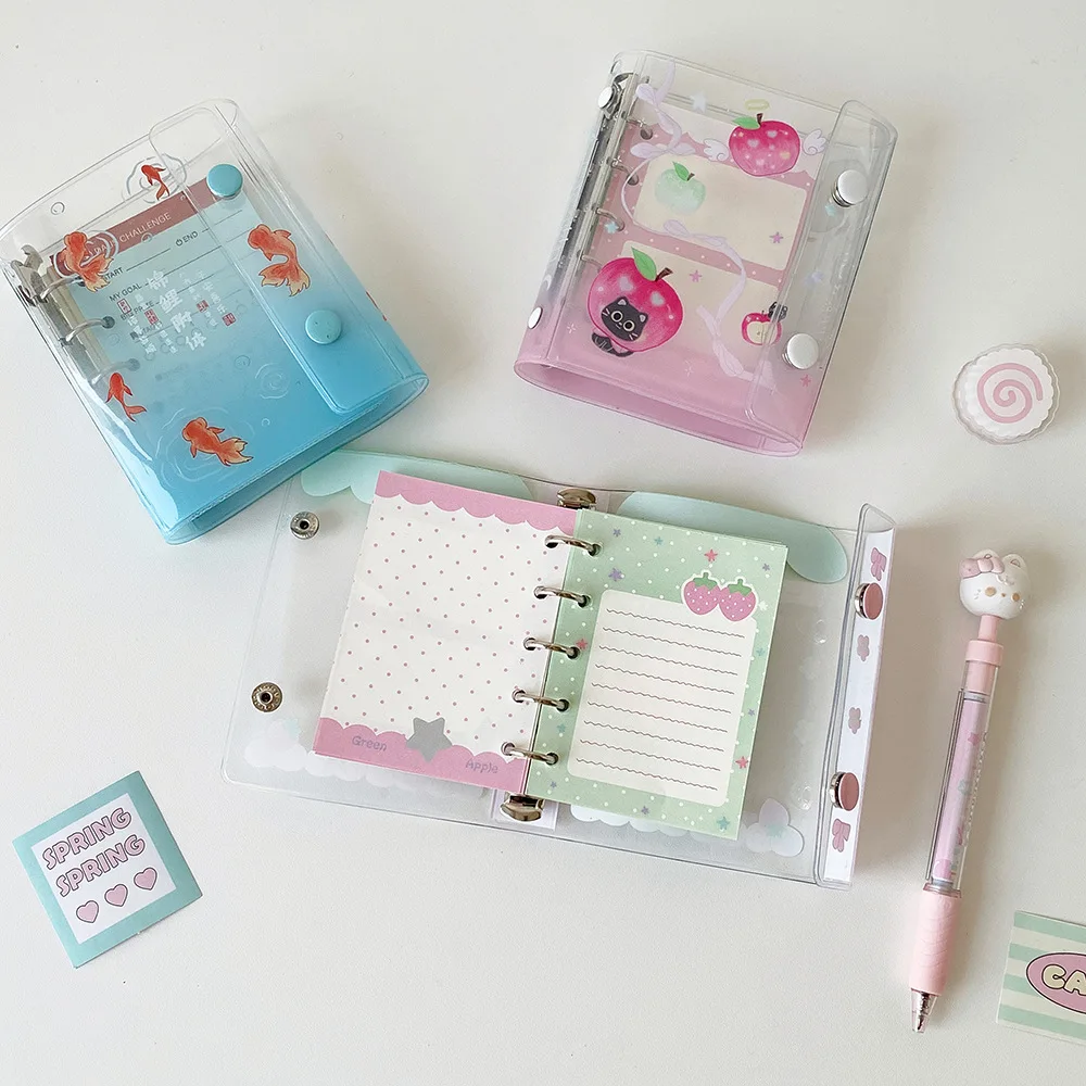M5 5Holes Colorful Transparent Binder Loose Cover Journal Sketchbook Accessories Diary Office Supplies