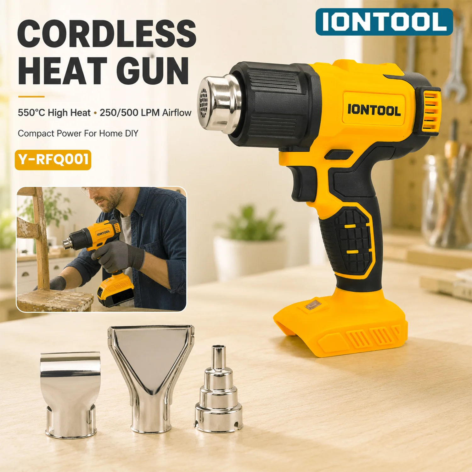 IONTOOL 550℃ Cordless Electric Tools Heat Gun Variable Temp for Frozen Pipe Thawing and Winter Plumbing Bare Unit