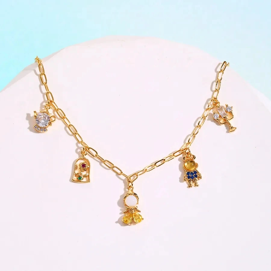 MIGGA Fairy Tales Cubic Zircon Charms Bracelet Chain Gold Color Plated Copper Jewelry for Women