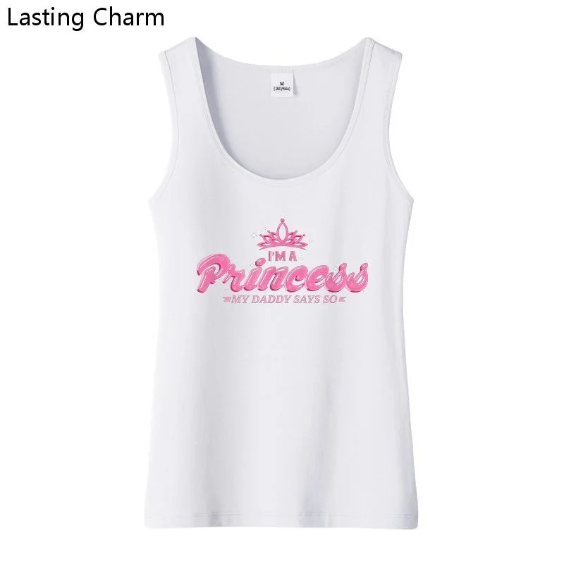 I\'m A Princess my daddy says so Inscription Print Tank Top Women\'s Sexy Humor Yes Daddy Series Print Sports yoga Sleeveless Top