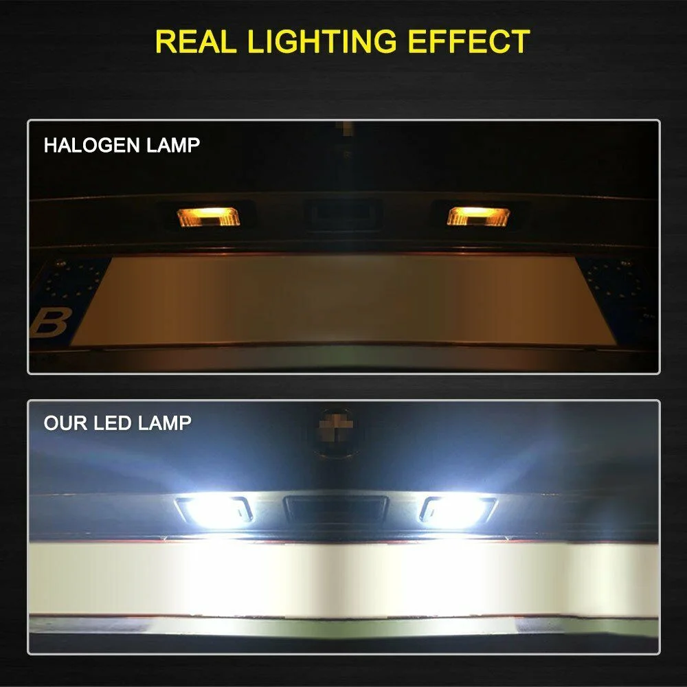 2PCS Error Free White LED Car License Plate Light Bulbs Accessories For Peugeot 407 308 3008 207 307 106 Citroen C2 C3 C4 C5 C8