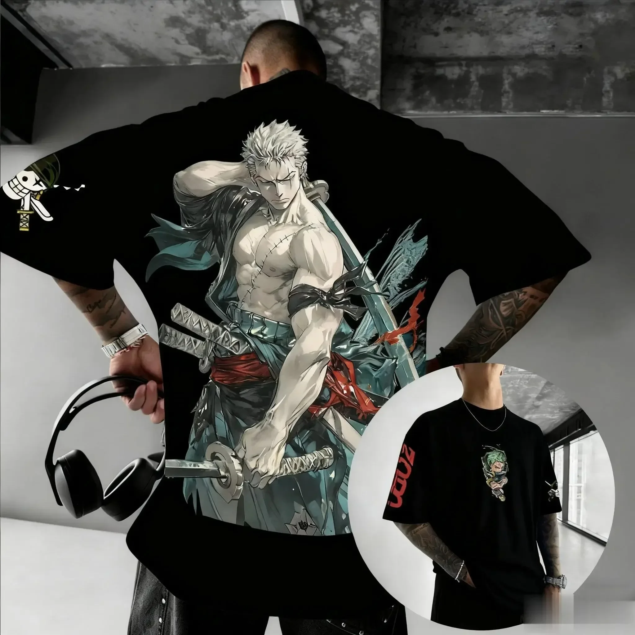 

Худи оверсайз One Piece Zoro в стиле аниме, винтажное, унисекс, Y2K, Harajuku, уличная одежда, толстовка с капюшоном для мужчин и женщин