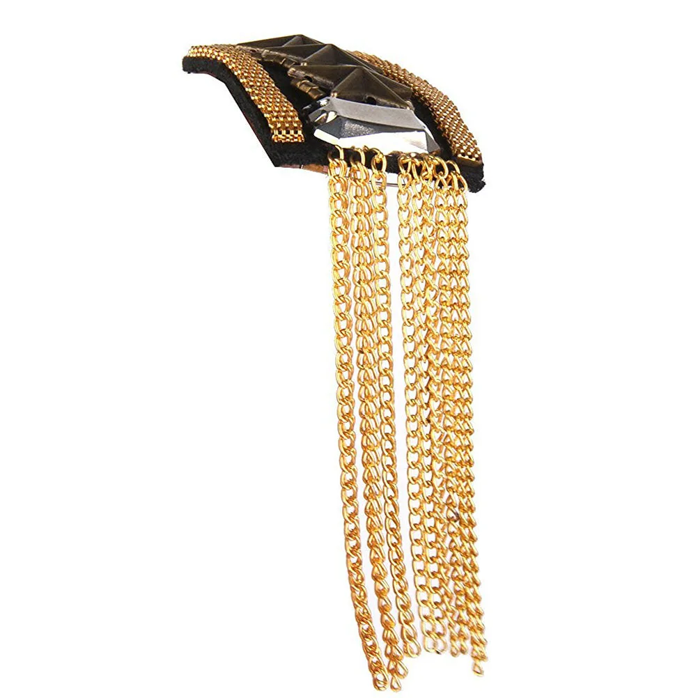 

1Pair Gold Star Tassel Link Chain Epaulet Shoulder Boards Badge Stylish Attractive Men Costume Epaulet Tassel Link Chain Badge