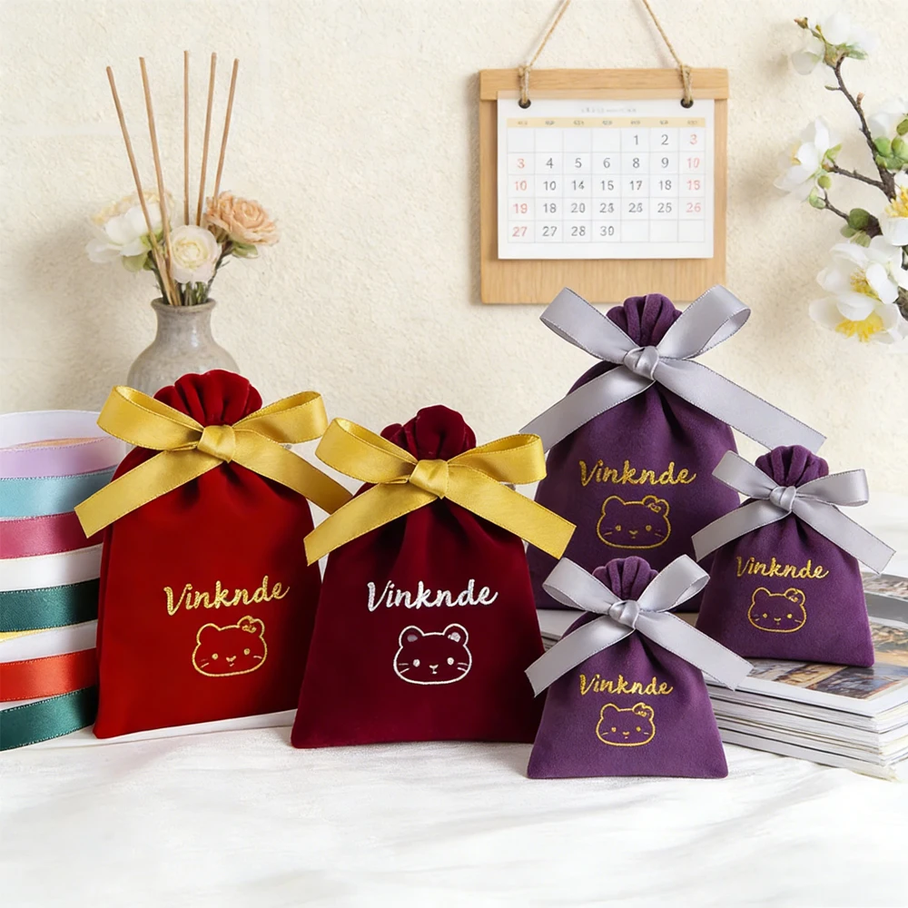 

100Pcs Velvet Drawstring Pouch Customizable Bag Jewelry Cosmetic Storage Gift Packaging Wedding Favors Luxury Fashion Portable