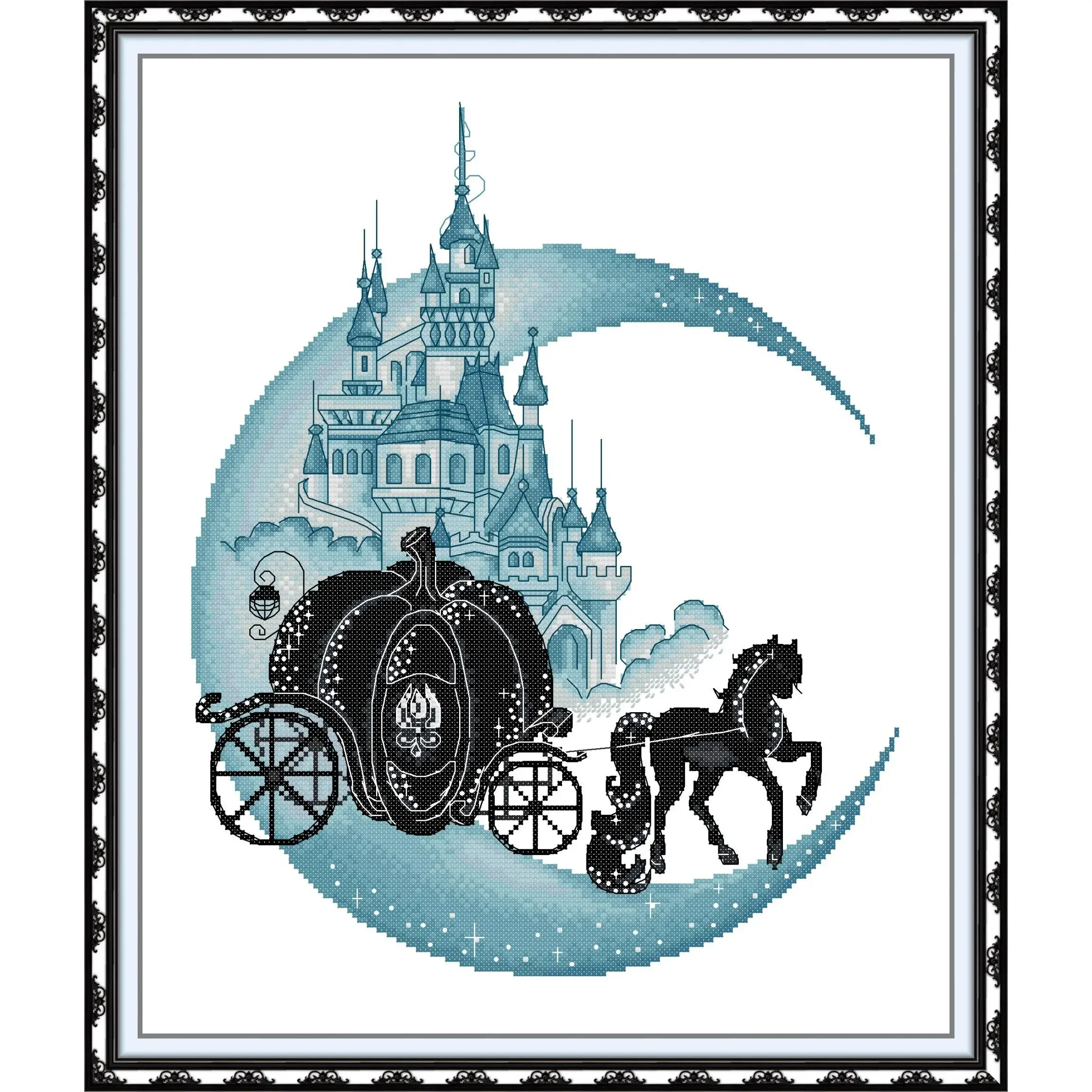 

Joy Sunday Pre-printed Cross Stitch Kit Easy Pattern Aida Stamped Fabric Embroidery Set-Cinderella's Pumpkin Carriage