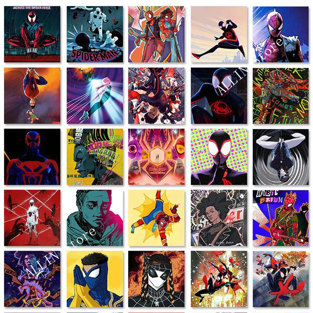 10/20/40/80pcs Disney Marvel Spiderman Stickers for Kids Cartoon Decals Cool DIY Laptop Car Across the Spider-Verse Sticker Toys