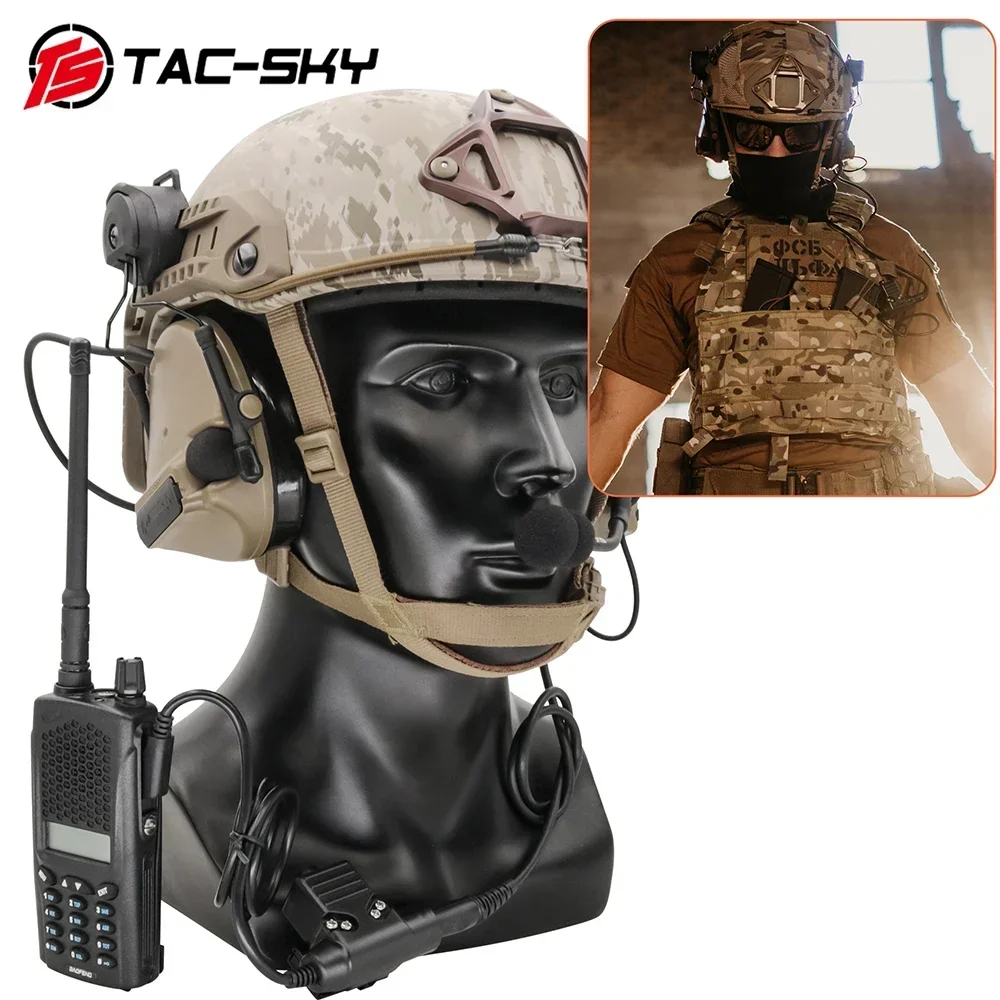 TAC-SKY COMTAC3 Noise Reduction Pickup Tactical Headset COMTACIII Hearing Protection Airsoft Shooting Headphon for ARC Rail Helm