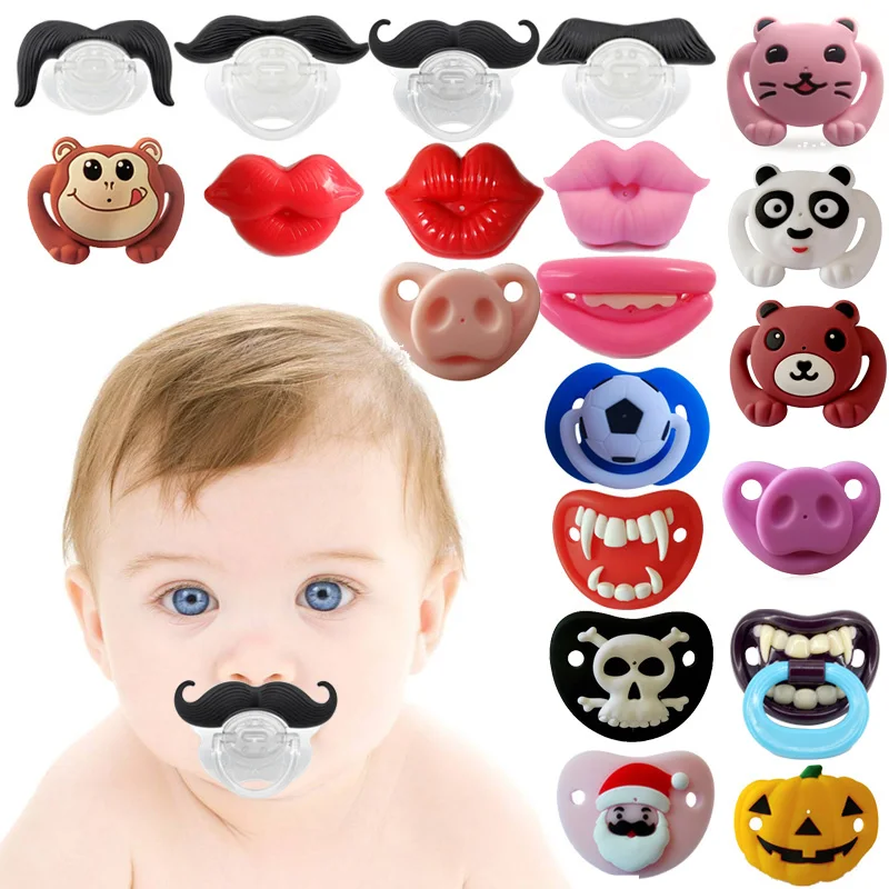 Silicone Funny Nipple Mustache Pacifier Baby Soother Toddler Orthodontic Nipples Red Kiss Lips Teether Baby Feeding