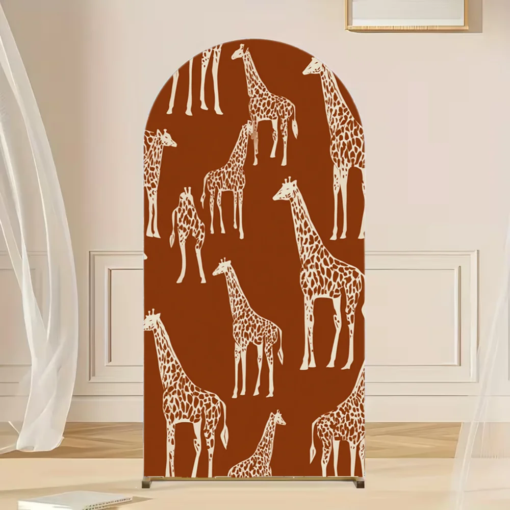 

Giraffe Print Arch Backdrop Cover Jungle Safari Animal Pattern Birthday Baby Shower Party Decorations Kids Portrait Background