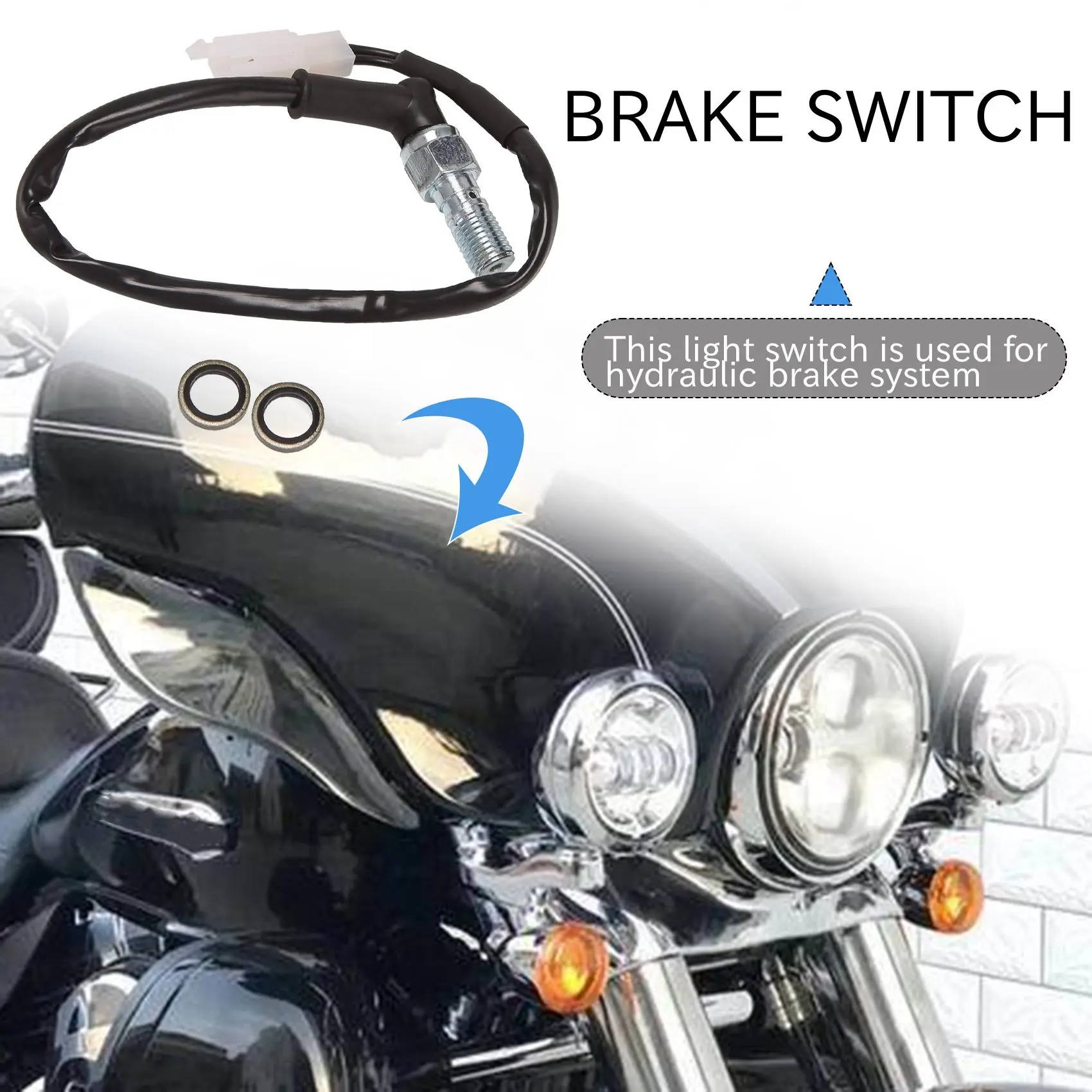 Compatible Universal Motorcycle Hydraulic Brake Pressure Rear Light Switch Hollow Bolt Accessories M10 1.25Mm