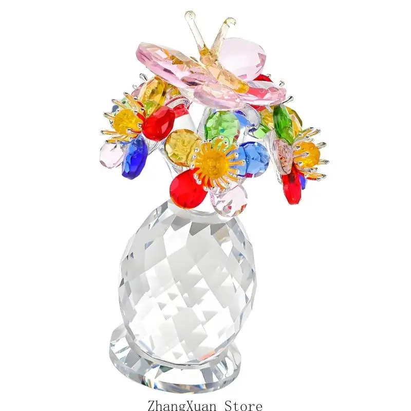 Klare facettierte Kristallblumenfigur für Eingangsregal und Beistelltischdisplay 3XUF – Detail 4