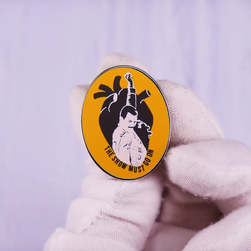 The Show Must Go On Enamel Pin Freddie Mercury Queen Inspired Brooch Inspirational Quotes Badge Music Fans Flair Addition