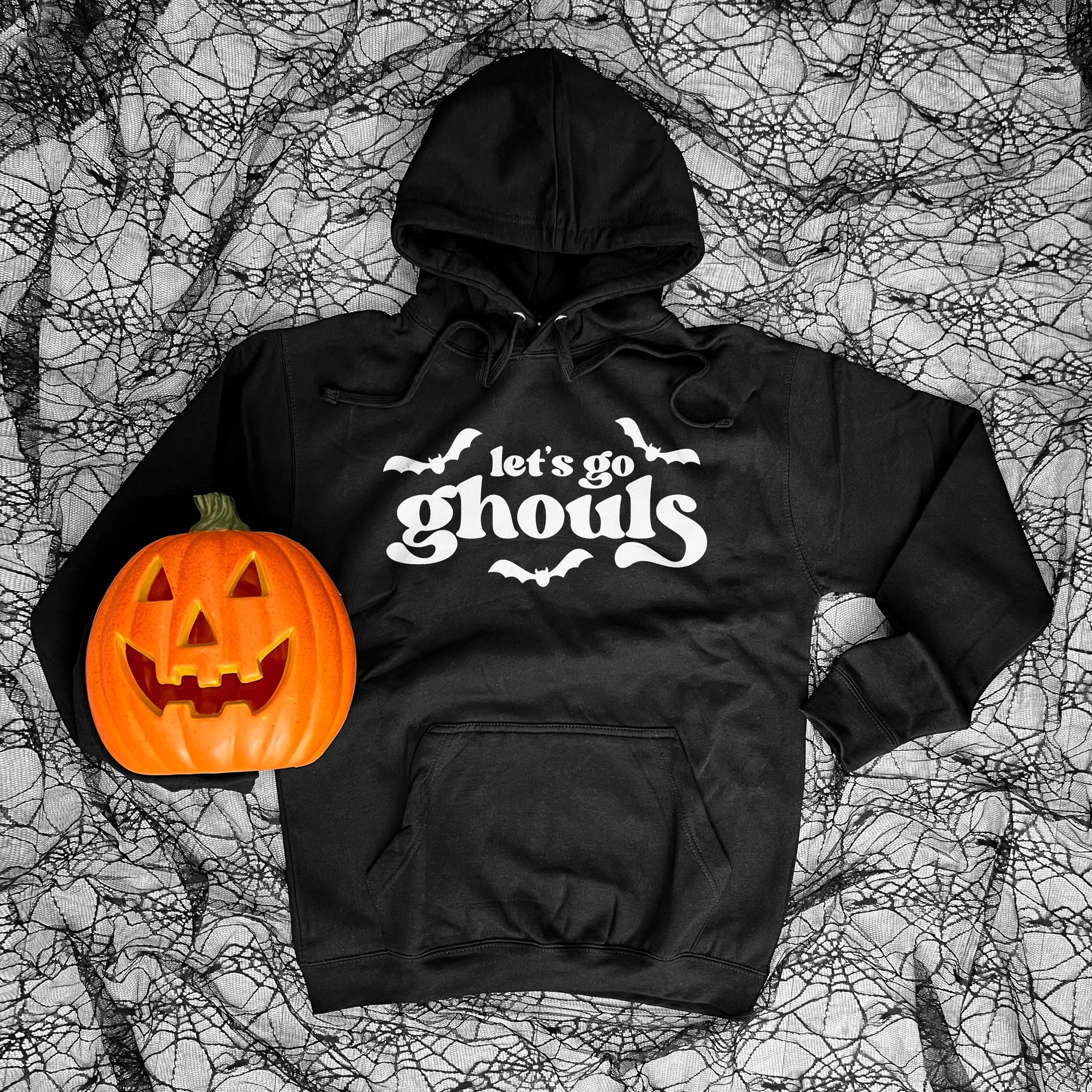 

Стильная и забавная хлопковая толстовка с принтом «let's Go Ghouls» и «Летучая мышь» — любящая толстовка для показа вашей любви на Дух на Хэллоуин