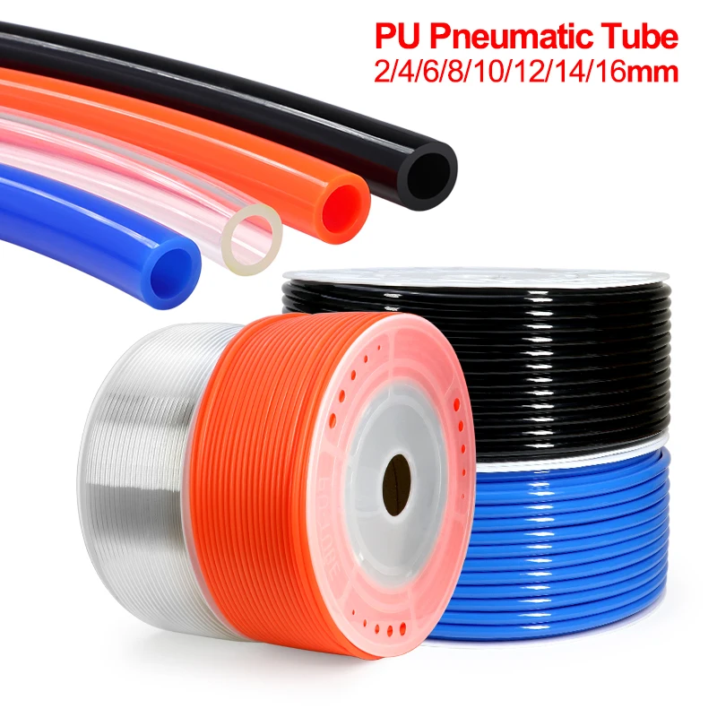 3/10m PU Tubing Pneumatic 3x2/5x3/6x4/8x5/10x6.5/12x8/14x10/16x12mm Flexible Component Air Hose For Compressor Polyurethane Tube