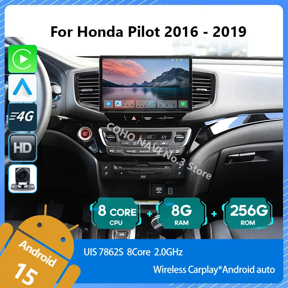 

COHO 11.5 " Dual system Car Multimedia Video Player For Honda Pilot 2016 - 2019 2K screen GPS Navigation radio CarPlay