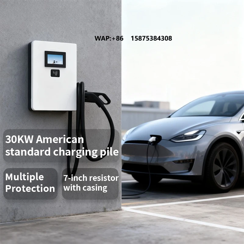 New 30Kw Commercial CCS1 Wall-Mounted Pillar Type Fast DC Electric Vehicle Charging Station