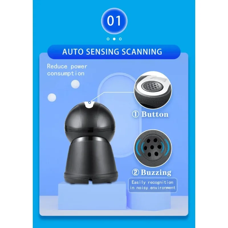 Desktop 2D Barcode Scanner USB RS232 Reader Omnidirectional Scanner QR Code Payment Scanning Platform Scanning